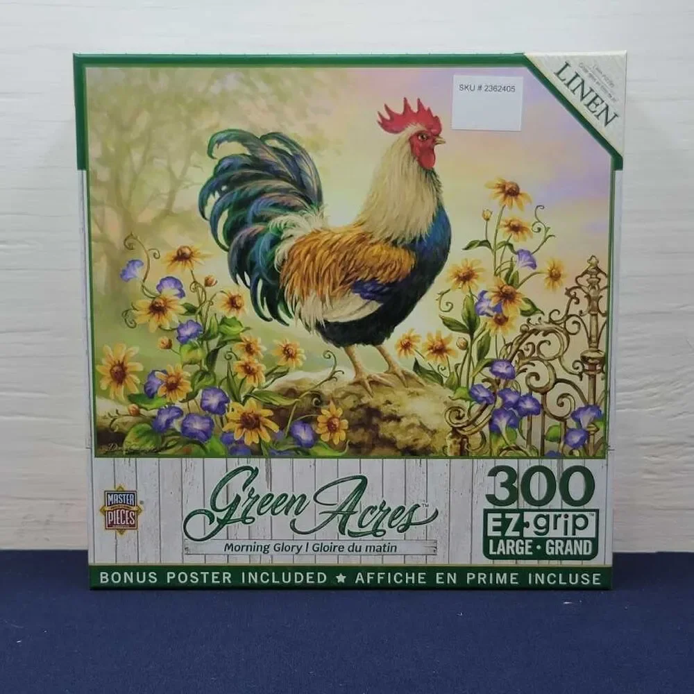 Master Pieces Green Acres Rooster Morning Glory 300 Piece Jigsaw Puzzle